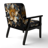 Golden Lily Flower Glam On Black - Upholstered Modern Accent Chairs