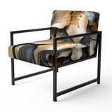 Golden Lily Flower Glam On Black - Upholstered Modern Accent Chairs