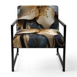 Golden Lily Flower Glam On Black - Upholstered Modern Accent Chairs