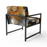 Golden Lily Flower Glam On Black - Upholstered Modern Accent Chairs