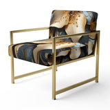 Golden Lily Flower Glam On Black - Upholstered Modern Accent Chairs