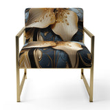 Golden Lily Flower Glam On Black - Upholstered Modern Accent Chairs