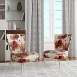 Red Poppy Flowers Delicate Retro Watercolor - Upholstered Traditional Accent Chairs
