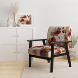 Red Poppy Flowers Delicate Retro Watercolor - Upholstered Traditional Accent Chairs