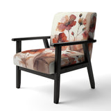 Red Poppy Flowers Delicate Retro Watercolor - Upholstered Traditional Accent Chairs