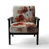 Red Poppy Flowers Delicate Retro Watercolor - Upholstered Traditional Accent Chairs