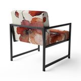 Red Poppy Flowers Delicate Retro Watercolor - Upholstered Traditional Accent Chairs