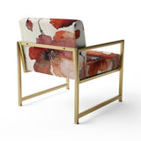 Red Poppy Flowers Delicate Retro Watercolor - Upholstered Traditional Accent Chairs