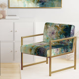 Blue Poppy Flowers Delicate Retro Watercolor - Upholstered Traditional Accent Chairs