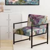 Retro Collage Blossoming Wildflowers - Traditional Arm Chair