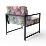 Retro Collage Blossoming Wildflowers - Traditional Arm Chair