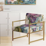 Retro Collage Blossoming Wildflowers - Traditional Arm Chair