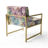 Retro Collage Blossoming Wildflowers - Traditional Arm Chair