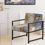 White Hibiscus Blossoming Retro Illustration - Traditional Arm Chair