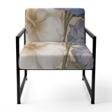 White Hibiscus Blossoming Retro Illustration - Traditional Arm Chair