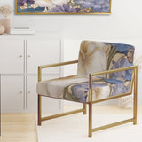 White Hibiscus Blossoming Retro Illustration - Traditional Arm Chair