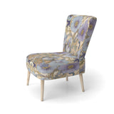 Retro Collage Blooming White Chrysanthemum - Traditional Accent Side Chair