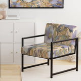 Retro Collage Blooming White Chrysanthemum - Traditional Accent Side Chair