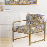 Retro Collage Blooming White Chrysanthemum - Traditional Accent Side Chair