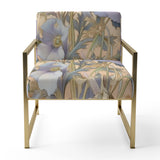 Retro Collage Blooming White Chrysanthemum - Traditional Accent Side Chair