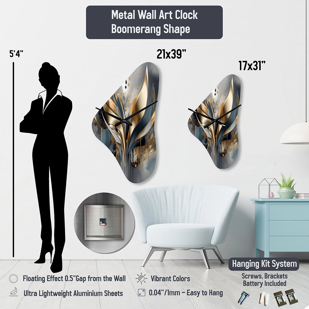 Orange Abstract Warm Fractal Design VII - Asymmetric Metal Wall Clock