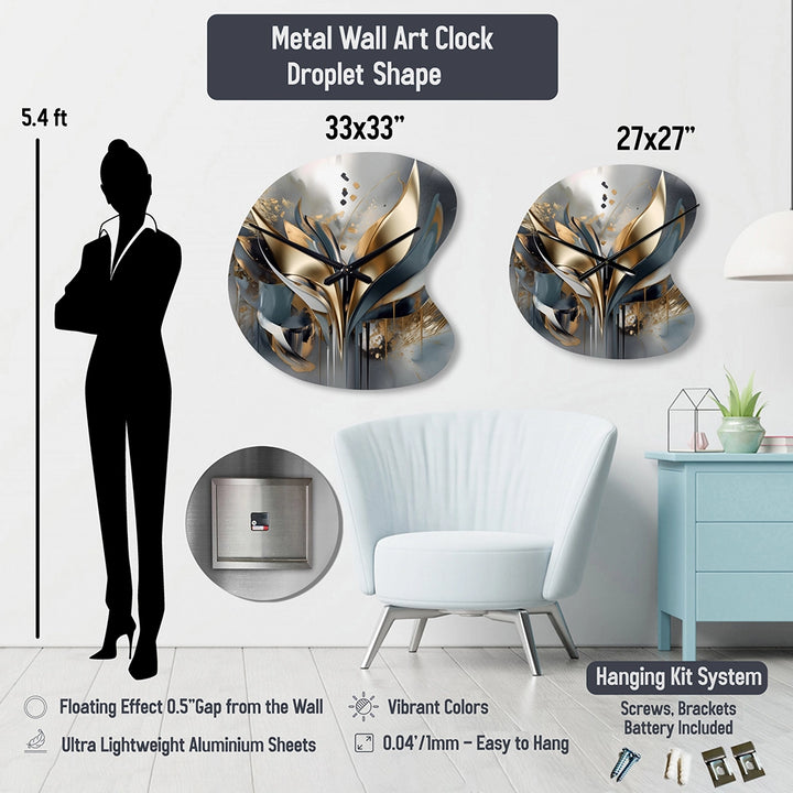 White Lotus Floral Melodies - Asymmetric Metal Wall Clock