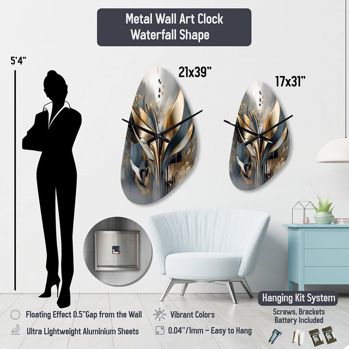 White Lotus Floral Melodies - Asymmetric Metal Wall Clock