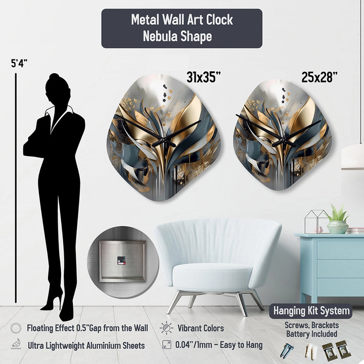 White Lotus Floral Melodies - Asymmetric Metal Wall Clock