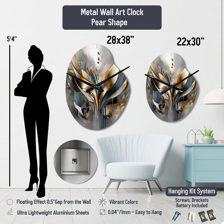 Orange Abstract Warm Fractal Design VII - Asymmetric Metal Wall Clock