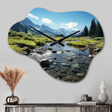 USA Rocky Mountain National Park River I - Asymmetric Metal Wall Clock