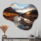 Sunset In Utah Mountain III - Asymmetric Metal Wall Clock