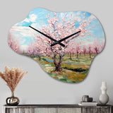 Vangogh Blooming Cherry Trees - Asymmetric Metal Wall Clock