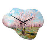 Vangogh Blooming Cherry Trees - Asymmetric Metal Wall Clock
