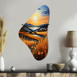 Vangogh Harvest Time In The Wheat Fields I - Asymmetric Metal Wall Clock