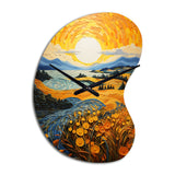 Vangogh Harvest Time In The Wheat Fields II - Asymmetric Metal Wall Clock