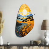 Vangogh Harvest Time In The Wheat Fields II - Asymmetric Metal Wall Clock
