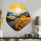 Vangogh Harvest Time In The Wheat Fields II - Asymmetric Metal Wall Clock