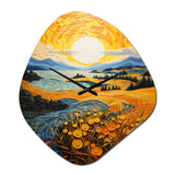 Vangogh Harvest Time In The Wheat Fields II - Asymmetric Metal Wall Clock