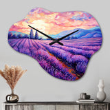 Vangogh Lavender Fields II - Asymmetric Metal Wall Clock