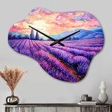 Vangogh Lavender Fields II - Asymmetric Metal Wall Clock