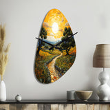 Vangogh Olive Grove In Province - Asymmetric Metal Wall Clock