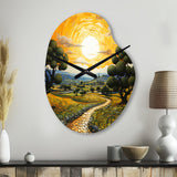 Vangogh Olive Grove In Province - Asymmetric Metal Wall Clock