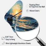 Vangogh Seascape With Fishing III - Asymmetric Metal Wall Clock