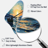 Vangogh Seascape With Fishing III - Asymmetric Metal Wall Clock