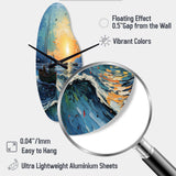 Vangogh Seascape With Fishing III - Asymmetric Metal Wall Clock