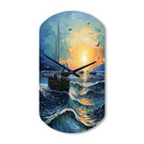 Vangogh Seascape With Fishing III - Asymmetric Metal Wall Clock