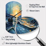Vangogh Seascape With Fishing III - Asymmetric Metal Wall Clock