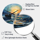 Vangogh Seascape With Fishing III - Asymmetric Metal Wall Clock