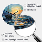 Vangogh Seascape With Fishing III - Asymmetric Metal Wall Clock