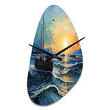 Vangogh Seascape With Fishing III - Asymmetric Metal Wall Clock